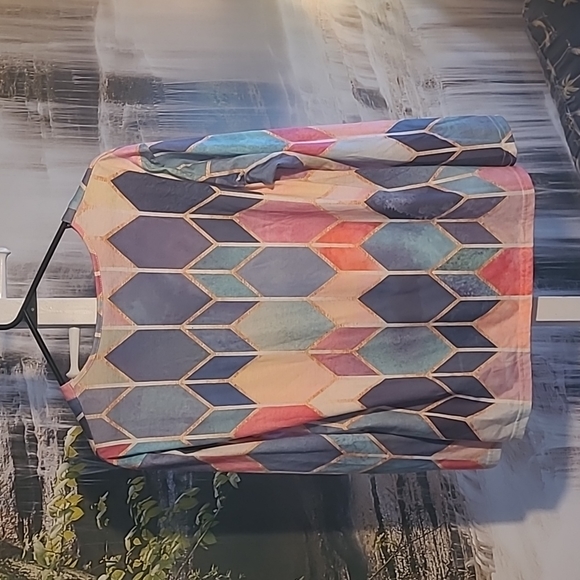 Womens Large vneck long sleeve shirt soft cool colors casual top - Picture 4 of 5